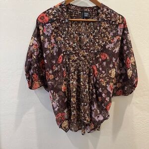 Fire LA Women Floral Lightweight Casual 3/4 Bat Sleeve Boho Loose Fit Small